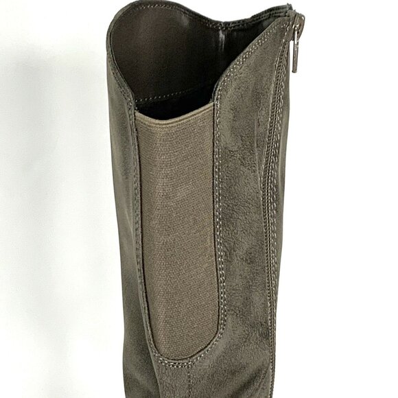 Whitemt. ERICA Women’s Low Heel Mid-Calf Riding Boots Old Olive Green - Picture 10 of 12
